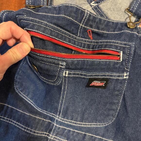 Genuine Dickies Denim Bib Overalls Mens Medium MR Blue Workwear Festival - Picture 8 of 15
